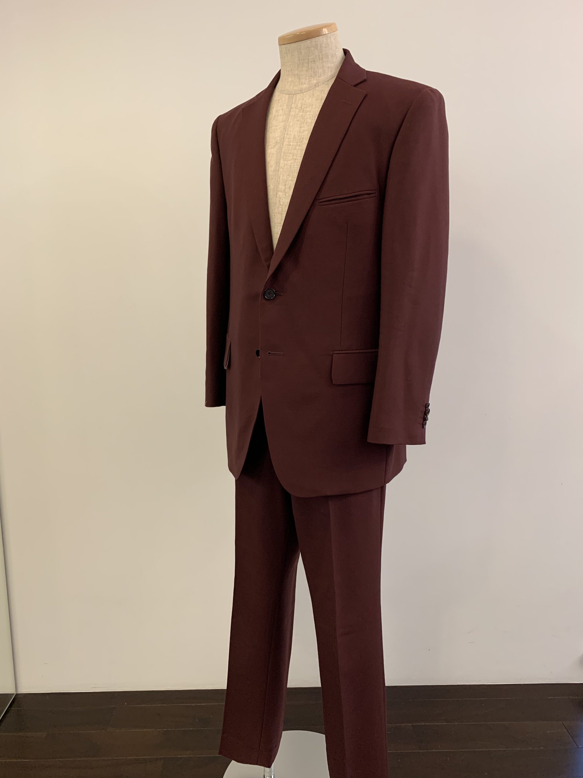 渋赤茶　スーツ　セットアップ　ダブル　ジャケット　スラックススーツ